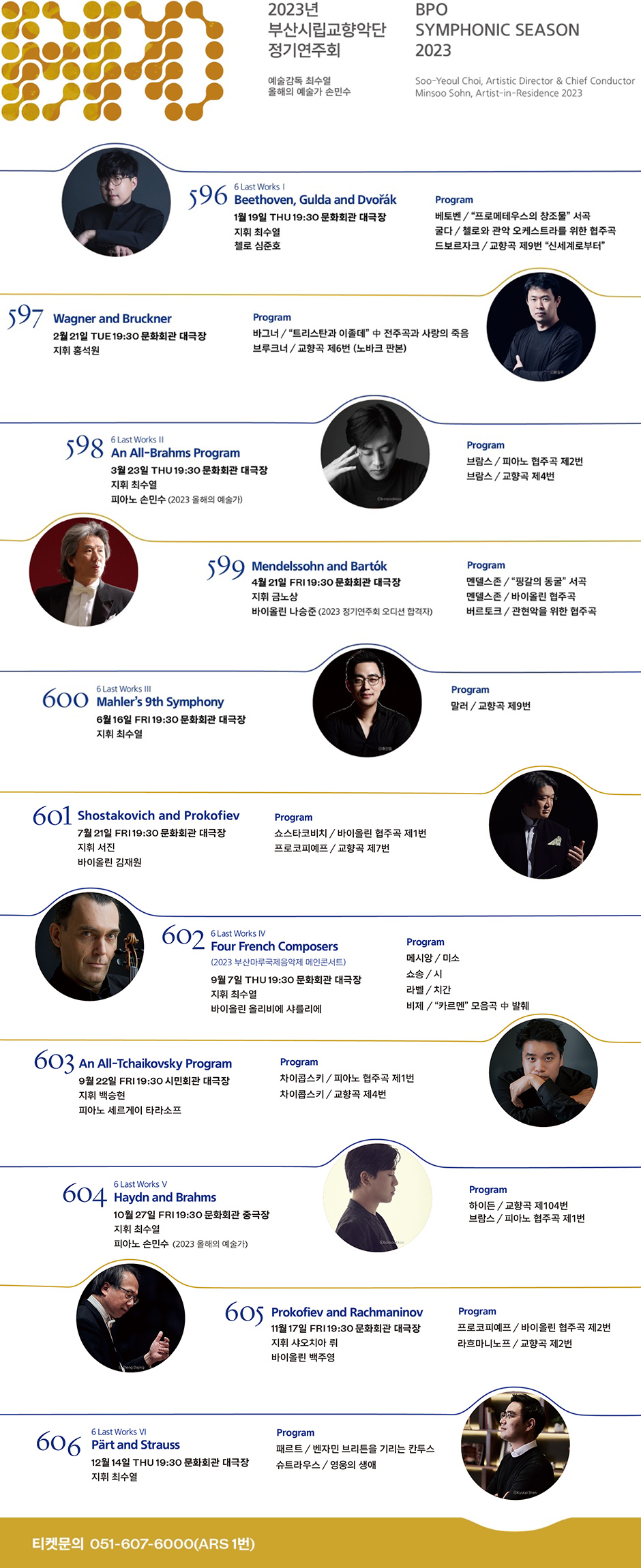 부산시립교향악단 2023년 정기연주회 예술감독 최수열 올해의 예술가 손민수 BPO Symphonic SYMPHONIC SEASON 2023 Soo-Yeoul Choi, Artistic Director & Chief Conductor Minsoo Sohn, Artist-in-Residence 2023