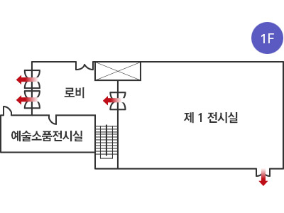 전시실 1층 비상대피 안내도